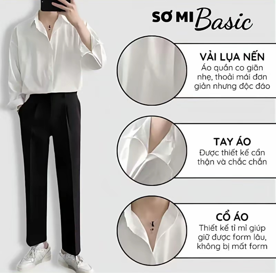 áo sơ mi nam dài tay basic