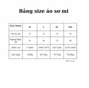 Size áo sơ mi cổ bẻ dài tay vải đũi