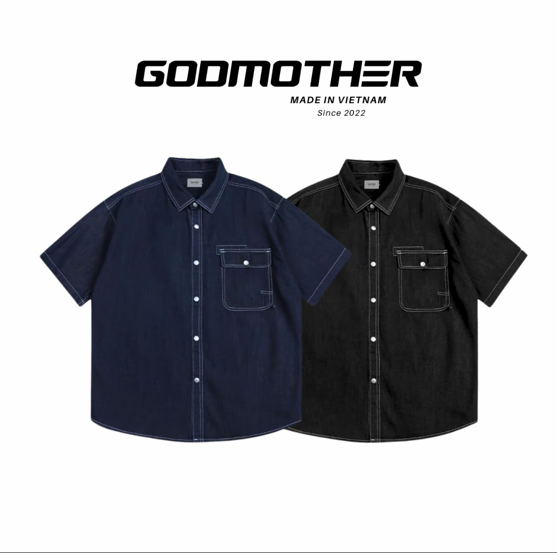 áo sơ mi denim ngắn tay