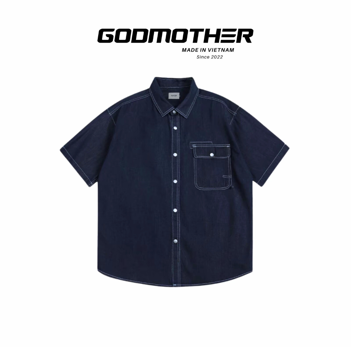 áo sơ mi denim ngắn tay