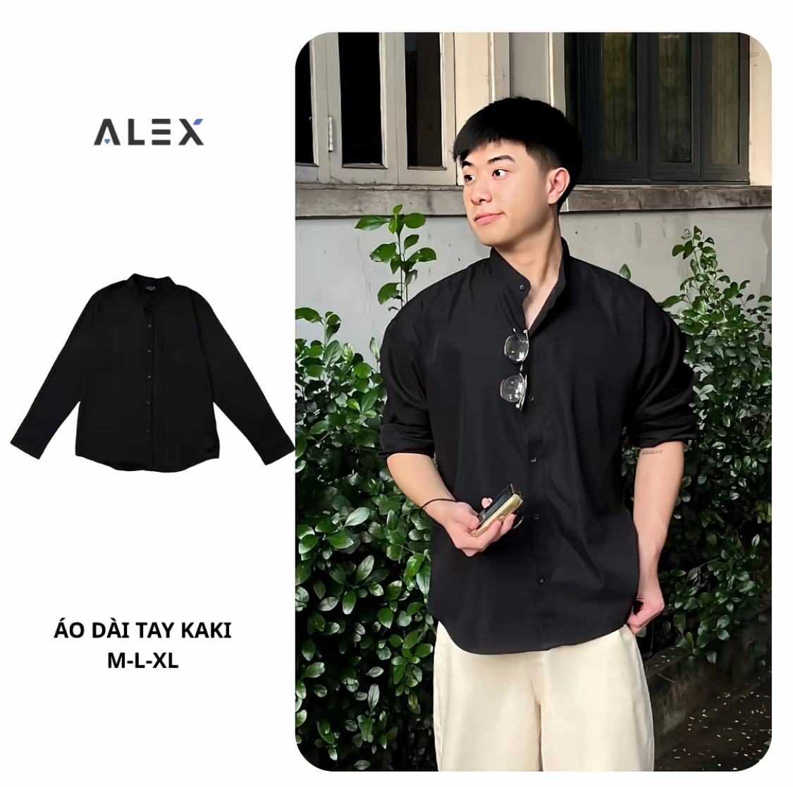 Áo sơ mi dài tay cổ tàu